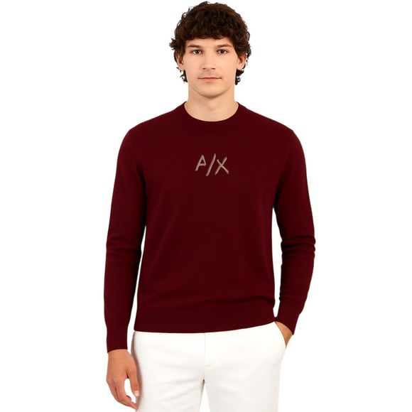 Armani Exchange Other - A|X Armani Exchange Logo Crewneck Sweater XL Cotton Knit Pullover Dark Red